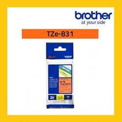 브라더 정품 라벨테이프 TZ/TZe-B31(12mm) 형광주황바탕/검은글[5M]