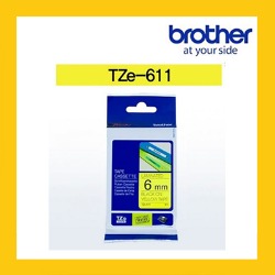 브라더정품 라벨테이프 TZ/TZe-611(6mm) 노랑바탕/검은글씨
