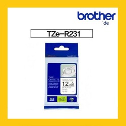 브라더 정품 라벨테이프 TZe-R231(12mm x 4M) 흰색바탕/검정글씨(리본비접착)