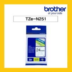 브라더 정품 라벨테이프 TZ/TZe-N251 (24mm) 흰바탕/검은글[노코팅테이프]