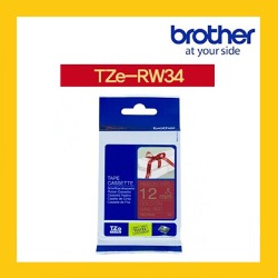 브라더 정품 라벨테이프 TZe-RW34 (12mm x 4M) 빨강바탕/금색글씨 (리본비접착)